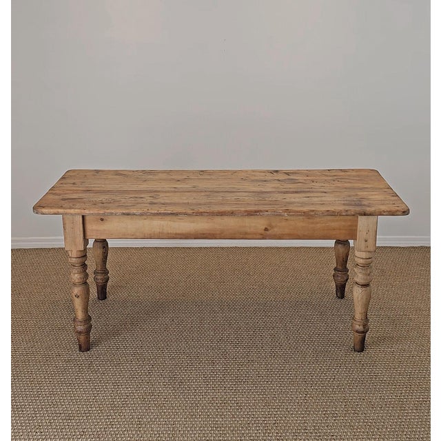Beige Antique English Pine Farmhouse Dining Table - Circa 1870 For Sale - Image 8 of 10
