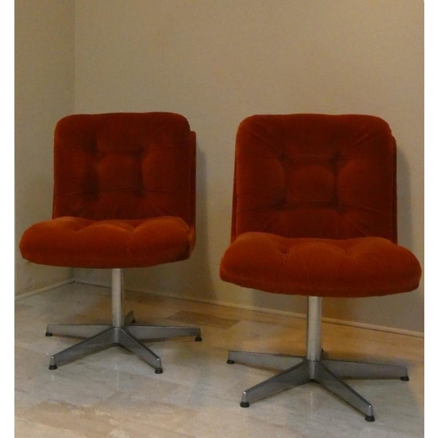 Rust-Colored Velvet Chairs, Italy, 1970s, Set of 2 For Sale - Image 14 of 15