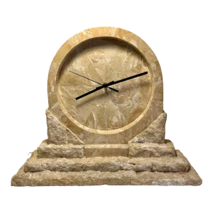 1980's Vintage Renoir Huntington, Ca Ponte Mactan Natural Stone Mantel Clock