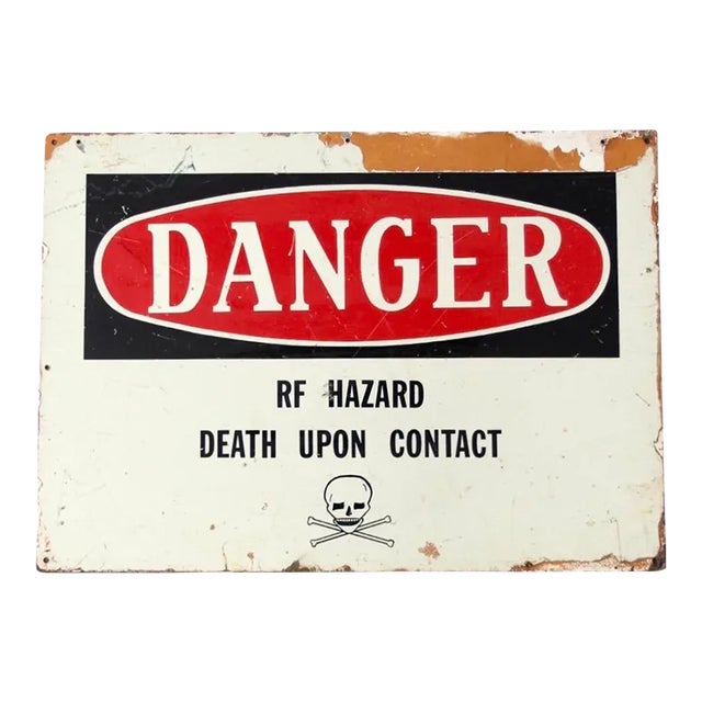 Vintage Metal Danger Sign For Sale