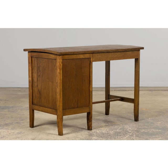 1940s Petite French Art Deco Oak Office Desk For Sale - Image 11 of 17