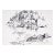 House Across the Lake - Line Drawing Landscape in Ink on Paper by Laurence Sisson For Sale