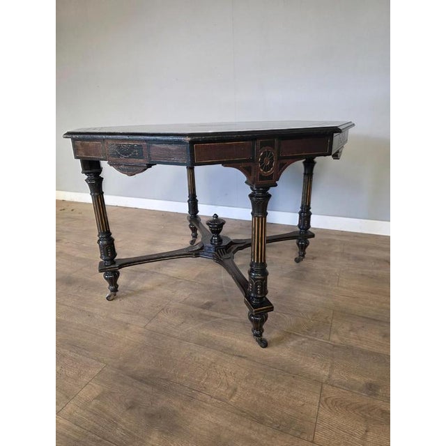 Antique Victorian Ebonised Centre Table For Sale - Image 6 of 7