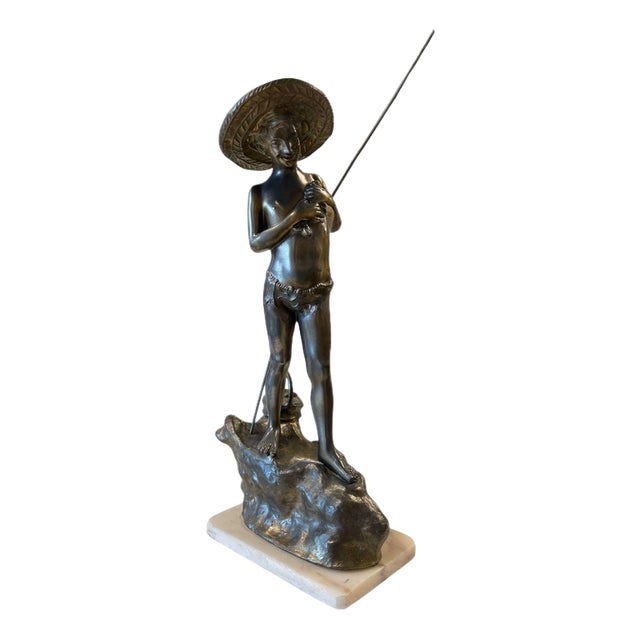 Bronze Figure of a Young Fisherman by Giovanni Varlese, 1890s For Sale