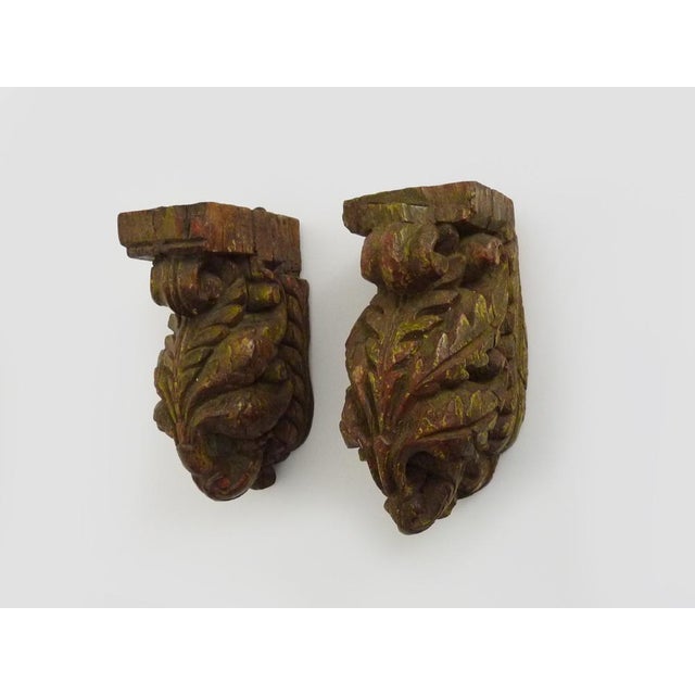 Indian Carved Wooden Wall Candleholders, 19th Century For Sale - Image 3 of 11