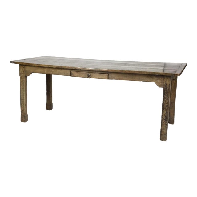 Mid 19th Century English Fruitwood Single Drawer Farm Table For Sale