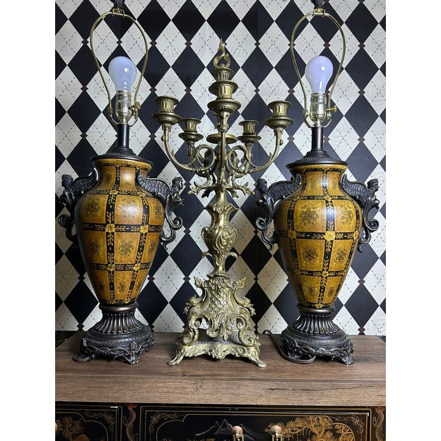 Vintage Neoclassical-Style Figural Urn Table Lamps With Winged Figures - Pair For Sale In Boston - Image 6 of 18