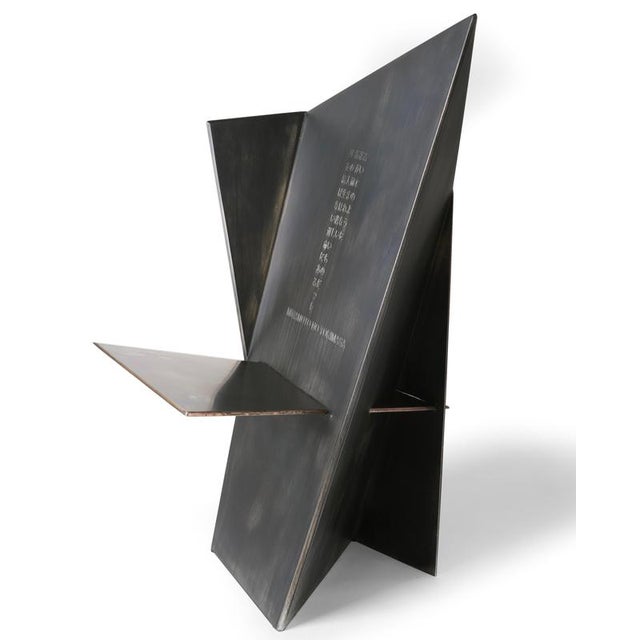 Harakiri Chair in Aluminium and Damascus Stainless Steel by Orfeo Studio For Sale - Image 4 of 12