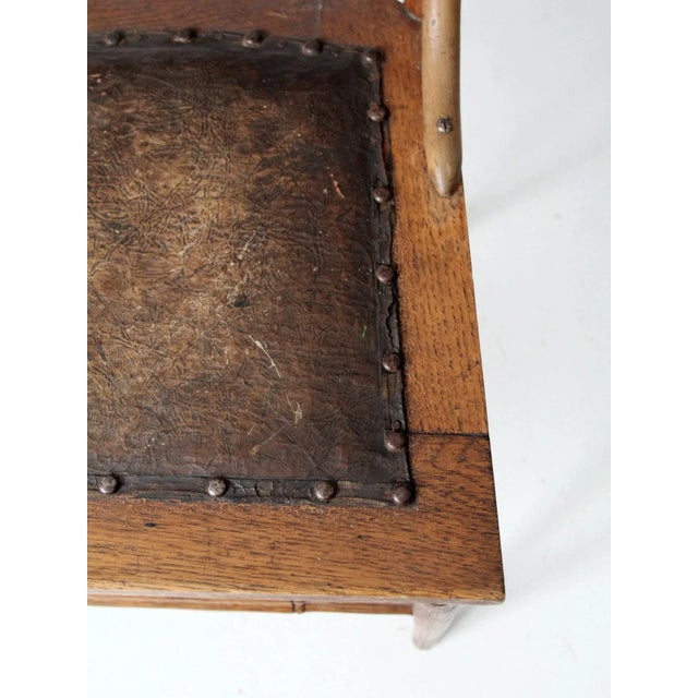 Antique Pressed Back Chair With Leather Seat For Sale - Image 10 of 11