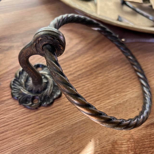 Mid-Century Modern 1970s Pair of Brass Wall Towel Rings For Sale - Image 3 of 5