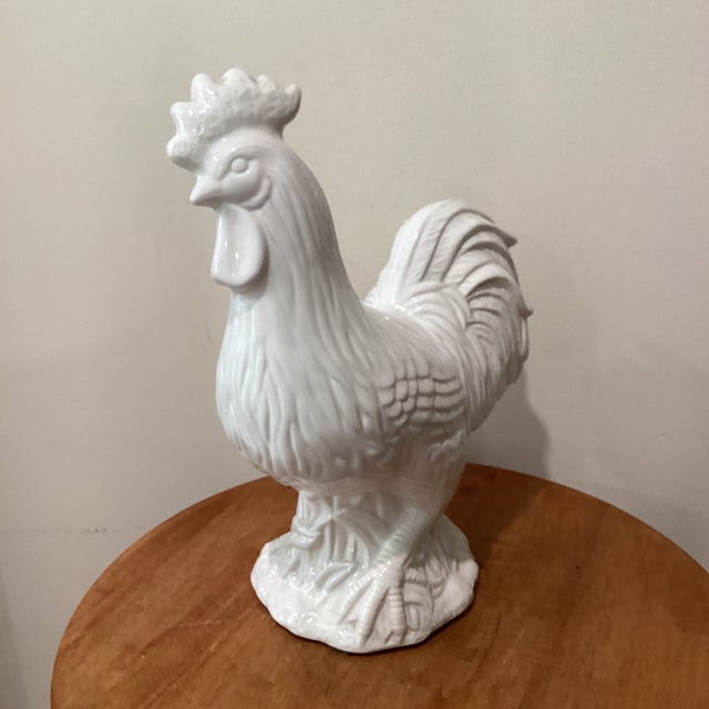 Vintage Collectible Large White Ceramic Rooster Figurine # 51/71 Signed For Sale - Image 12 of 12