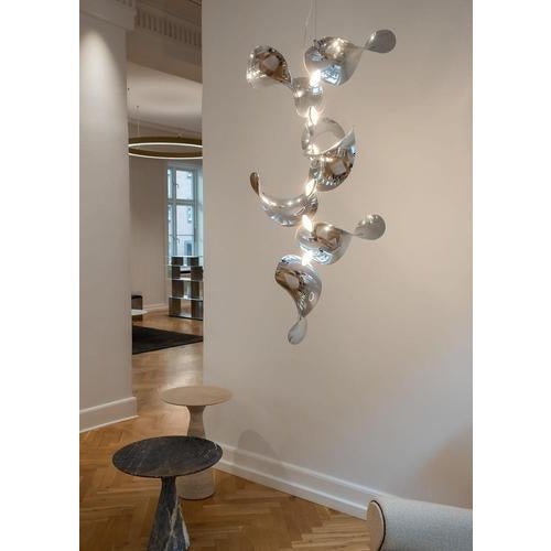 Dune 10 Vertical Cluster Chandelier in Silver Anodized Aluminum by Moss Objects For Sale - Image 18 of 18