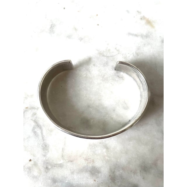 Vintage Navajo Troy Lamer Greek Key Design Sterling Silver Cuff Bracelet - Signed For Sale - Image 4 of 6