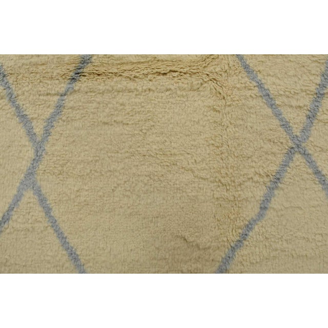 Moroccan Rug 9’1” X 11’9” Ivory Wool Contemporary Hand-Knotted Carpet For Sale - Image 11 of 15