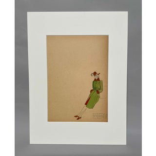 Early 1940s Fashion Study of a Woman Wearing a Coat & Hat From Marshall Field For Sale