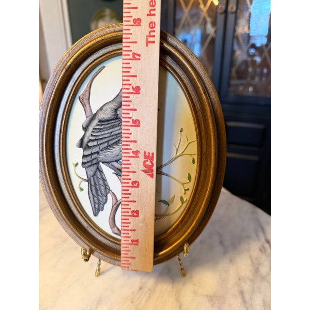 1950s Boehm Porcelain Fledgling Wall Art Bas-Relief Oval Frame For Sale - Image 9 of 9