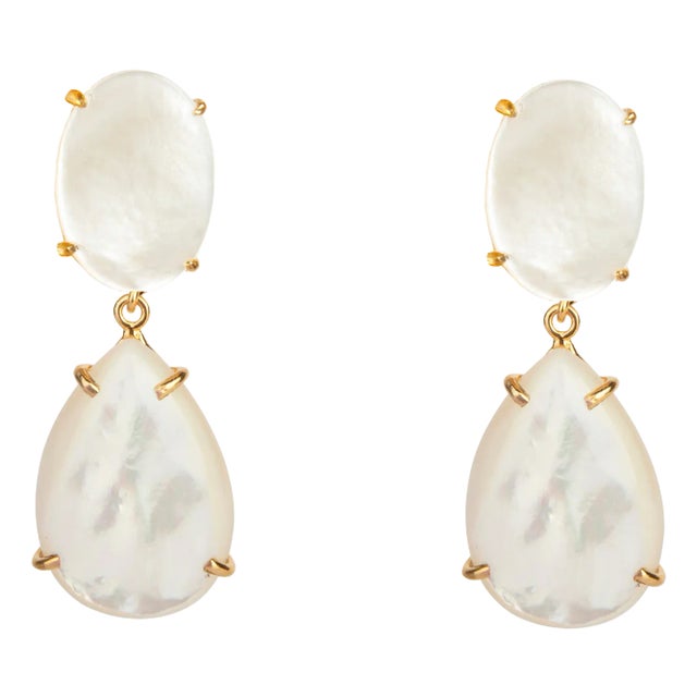 Angelina Earrings, White, Clip On For Sale
