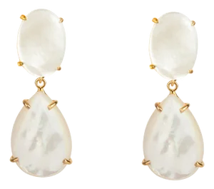 Angelina Earrings, White, Clip On