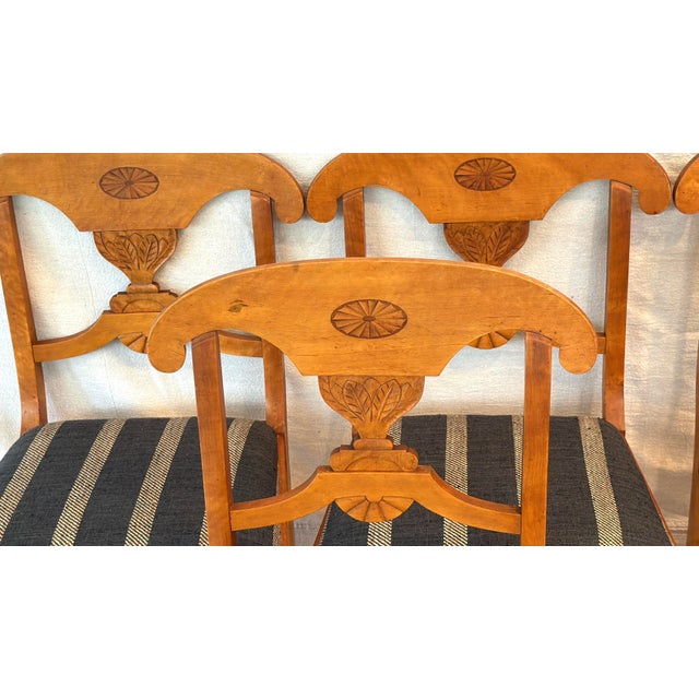 19th C Swedish Biedermeier Flame Birch Dining Chairs - Set of 6 For Sale - Image 9 of 11