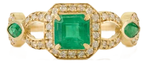 Antique Inspired Emerald Cut Diamond Gemstone Engagement Ring Size 7 in 14k Gold