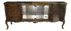 Chippendale Sideboard with Central Showcase and Carved Decorations. Italy, 1950s