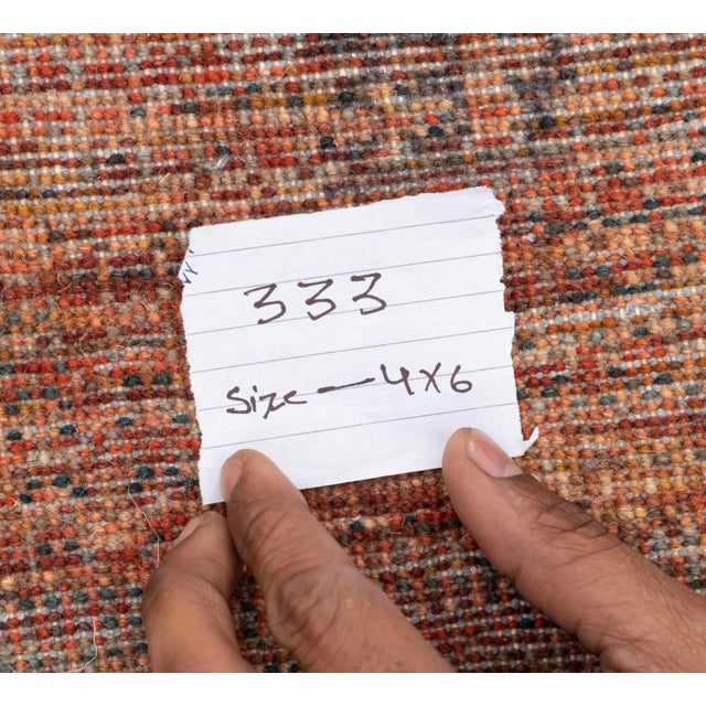 4' x 16' Savannah Hand Knotted Modern Red Rust Wool & Silk Rug For Sale - Image 15 of 18