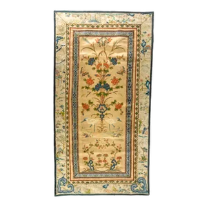 19th Century Chinese Fine Silk Embroidered Forbidden Stitch Panel