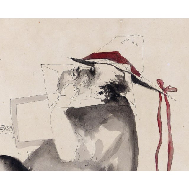 1980s Pen and Ink W/ Watercolor by Artist Jorge Zeno (US/Puerto Rico, B1956) For Sale - Image 5 of 10