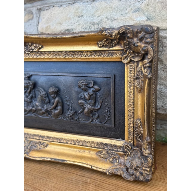 Late 19th Century French Stone Cast Relief After Émile André Boisseau “Enfants Des Centaures” in Ornate Gilt Frame For Sale - Image 11 of 13