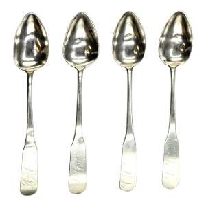 Circa 1795-1800 Set of 4 American Coin Silver Teaspoons by Nehemiah B. Bassett