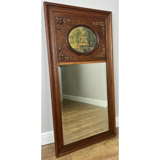 French Style Wall Mirror in Oak For Sale - Image 12 of 14