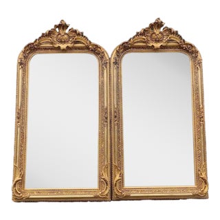 Pair of Late 20th Century French Louis XVI Gold Beech Floor Mirrors For Sale