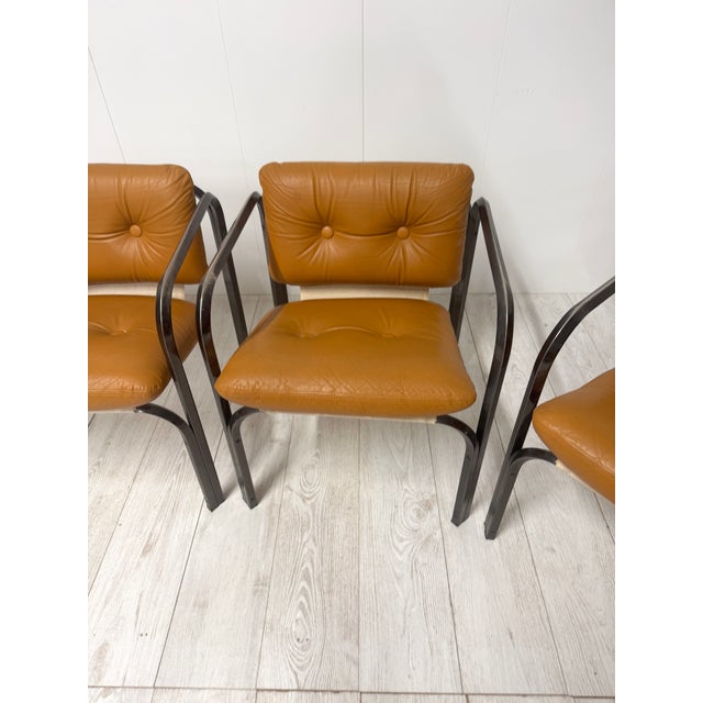 Italian Leather Chairs, 1970s, Set of 4 For Sale - Image 9 of 15