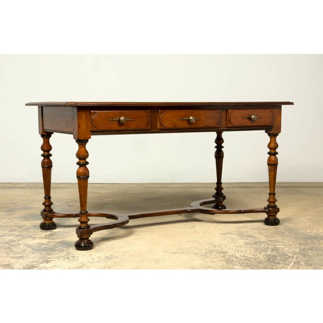 Late 19th Century French Louis XIV Style Walnut Writing Table With Three Drawers For Sale - Image 14 of 18