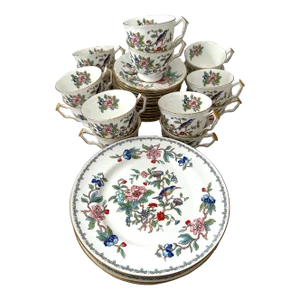 Vintage John Aynsley Pembroke Floral/Bird Motif Bone China-A Set