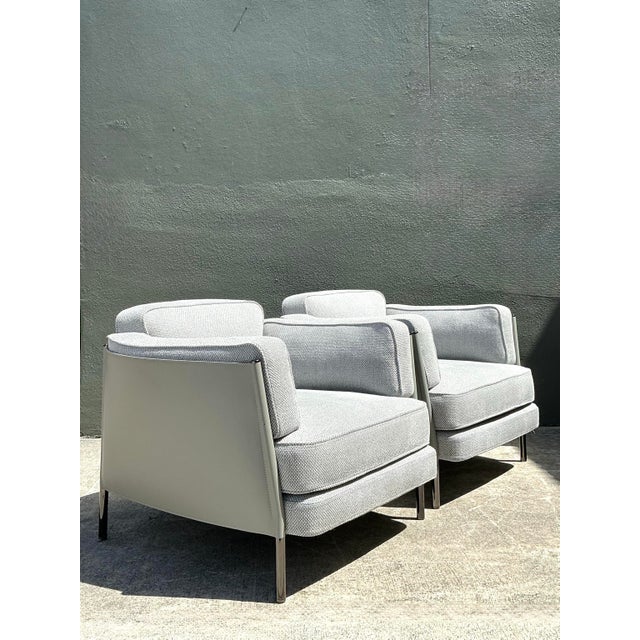 Vintage Italian Minotti Leather Frame “Shelley” Lounge Chairs - A Pair For Sale - Image 11 of 12