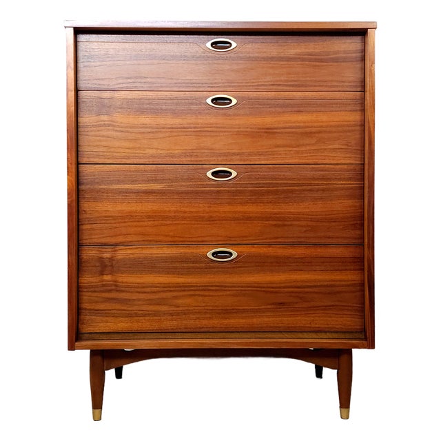Beautiful Restored Original Mid Century Modern Tall Dresser Highboy Mainline by Hooker Furniture For Sale