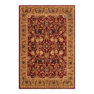 Chic Ziegler Wine Red Olive Green Hand-Knotted Wool Rug - 9'0'' X 12'0'' For Sale