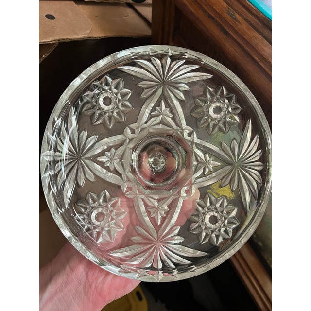 Anchor Hocking Vintage Anchor Hocking “Prescut” Crystal Clear Glass Candy Dish W/ Lid For Sale - Image 4 of 7