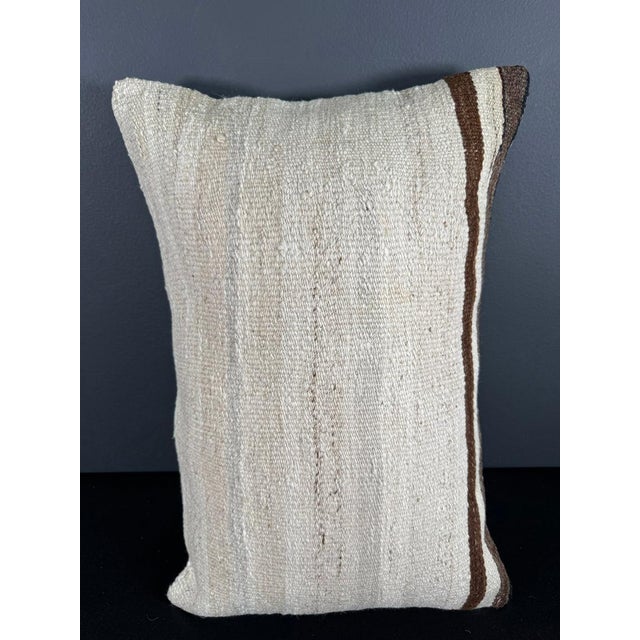 Turkish Hemp Pillow Cushion Natural Beige Brown Pillow Cushion Cover 16 "x 24" For Sale - Image 4 of 4