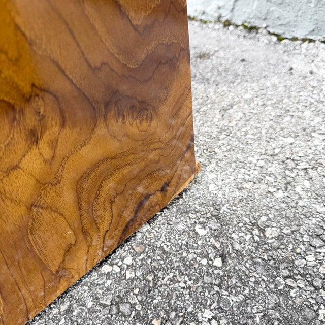 Mid Century Modern Burlwood Laminate and Cane Etageres/Wall Unit - Three Pieces For Sale - Image 9 of 12