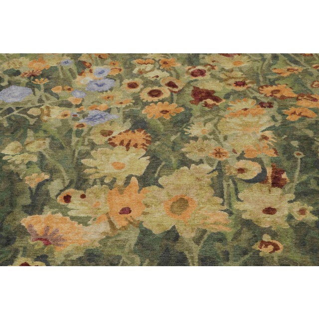 Rug & Kilim Rug & Kilim’s Botanical Rug in Green With Floral Patterns - “Summer Dream” For Sale - Image 4 of 7