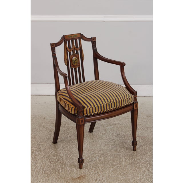 Pair of Vintage Adams Style Painted Arm Chairs For Sale - Image 4 of 18
