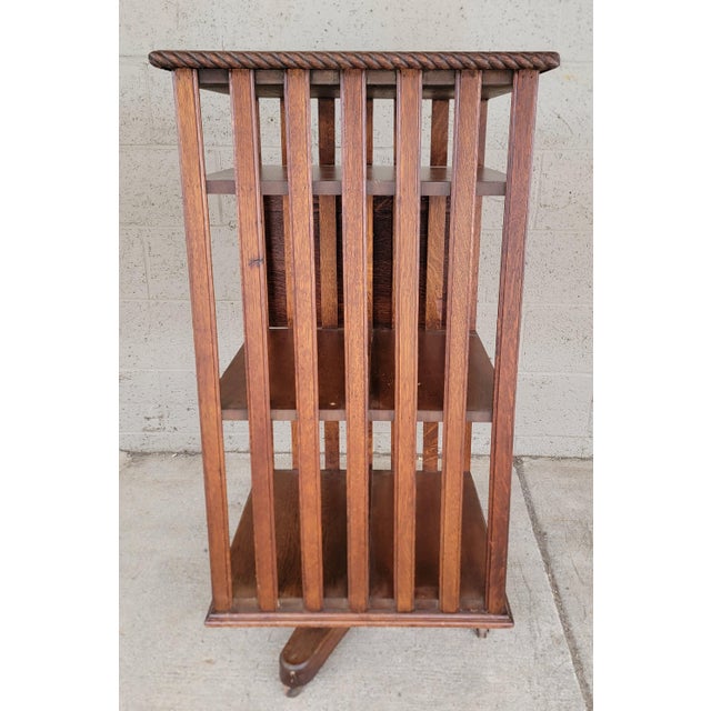 Arts & Crafts / Mission Oak Revolving Bookcase With Adjustable Book Display For Sale - Image 17 of 18