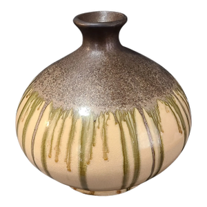 Vintage Mid-Century-Modern Studio Art Pottery Drip Glazed Earth Tone Vase