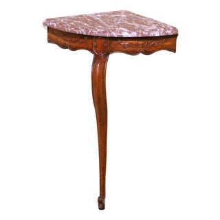 18th Century French Louis XV Oak Corner Console With Marble Top For Sale