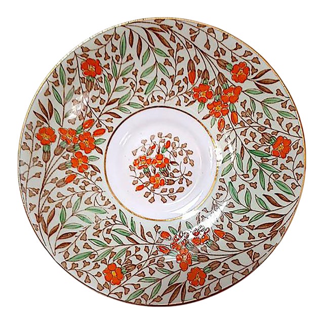 1950s Rosina Bone China Saucer with Floral Orange Raised Poppies, England For Sale