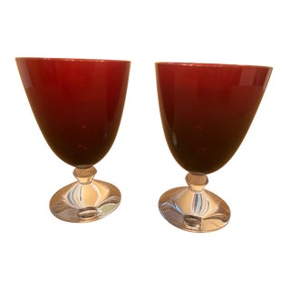 Pair of Red Baccarat Vega Small Glasses For Sale