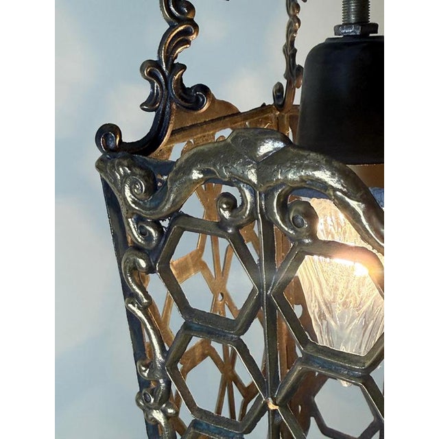 European Hollywood Regency Patinated Brass Openwork Lantern Pendant Light, 1970s For Sale - Image 6 of 17