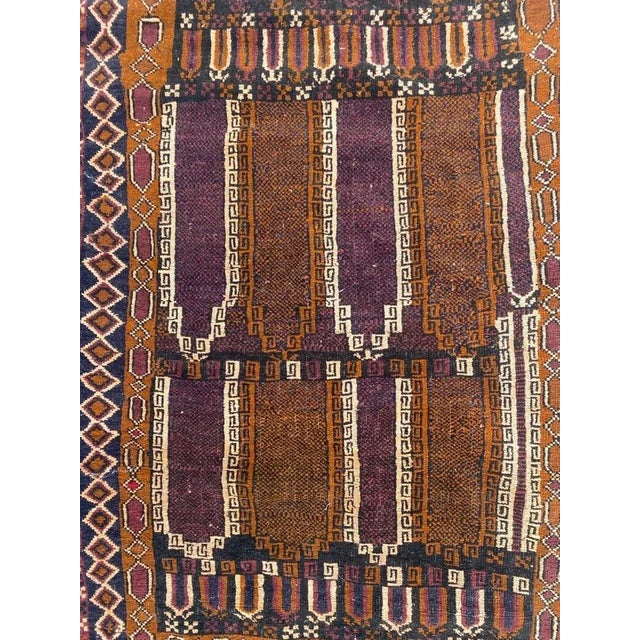 Nice tribal Baluch Afghan rug with geometric design and nice colors, entirely hand knotted with wool velvet on wool...